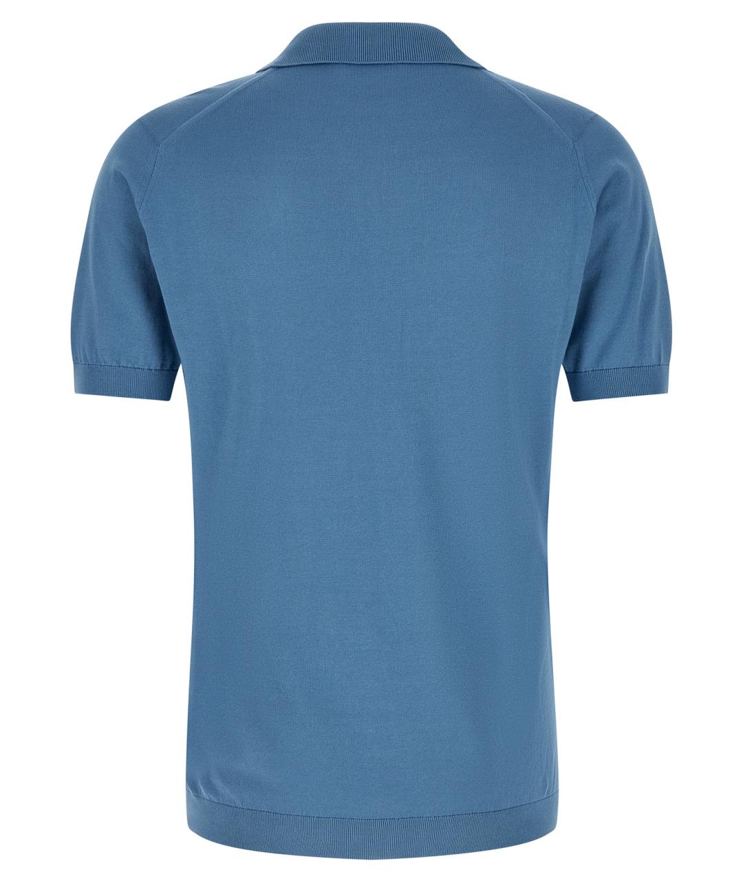 JOHN SMEDLEY Синее хлопковое поло с коротким рукавом, фото 2