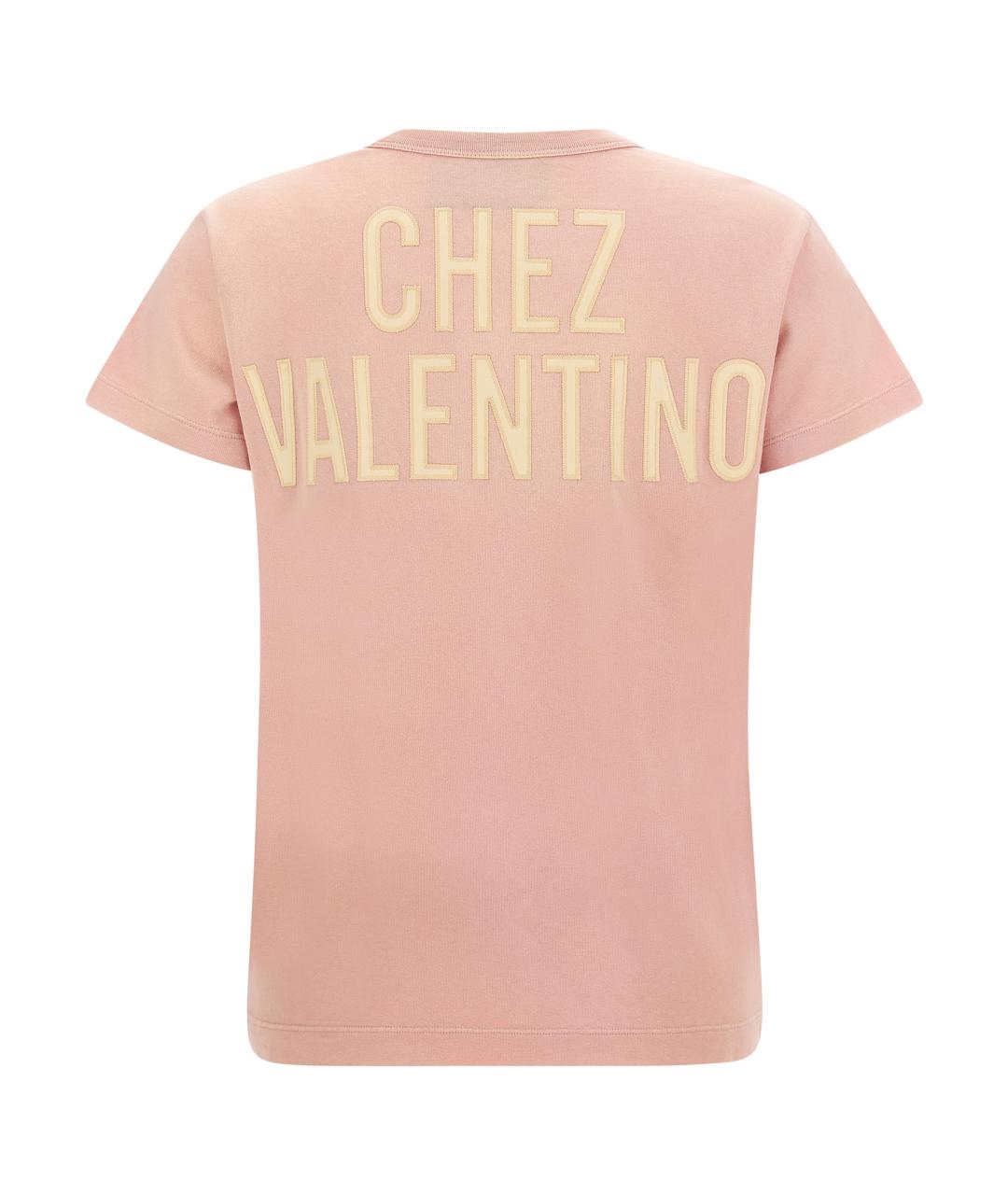 VALENTINO Розовая хлопковая футболка, фото 2