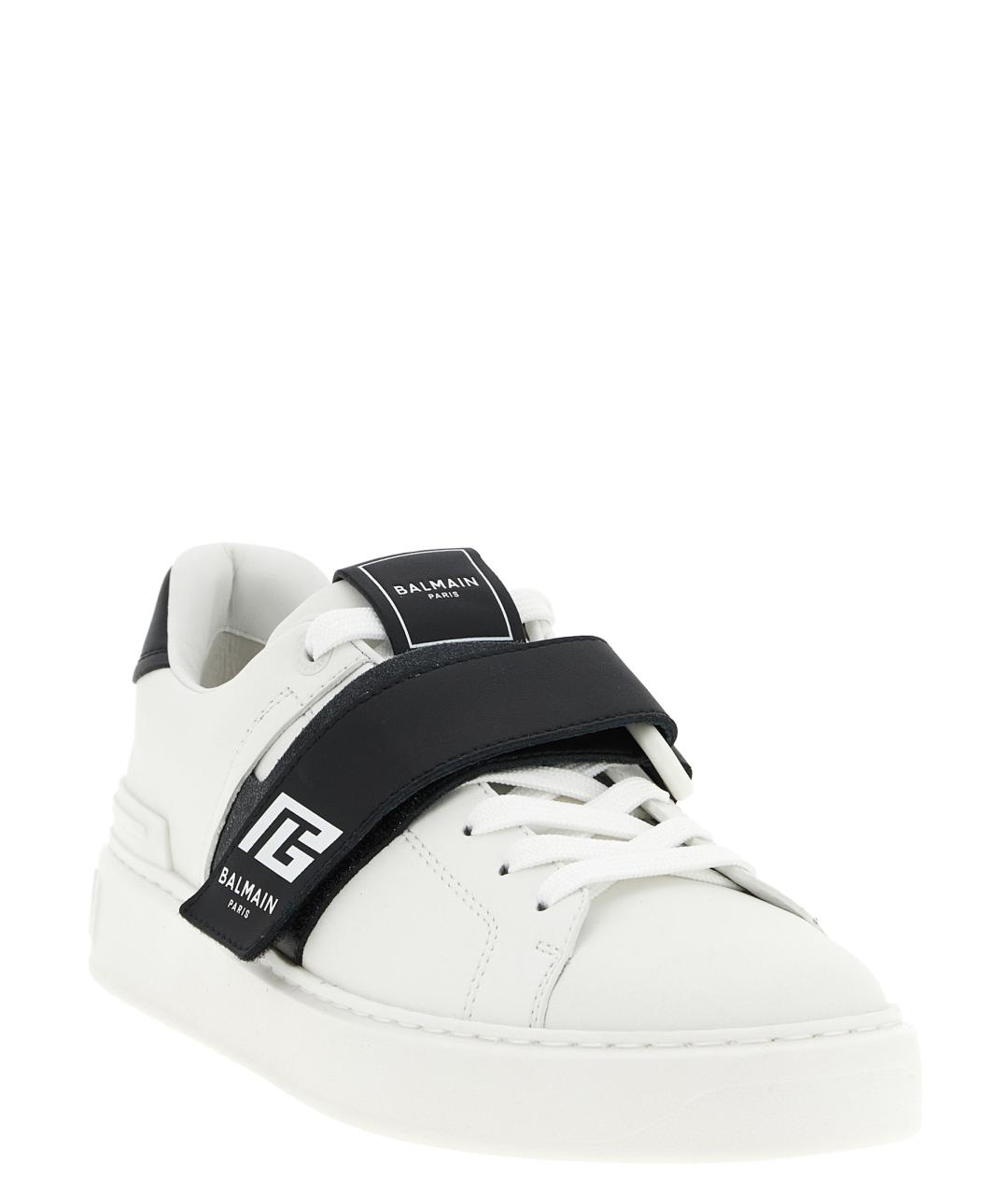 BALMAIN Белые кожаные низкие кроссовки / кеды, фото 2