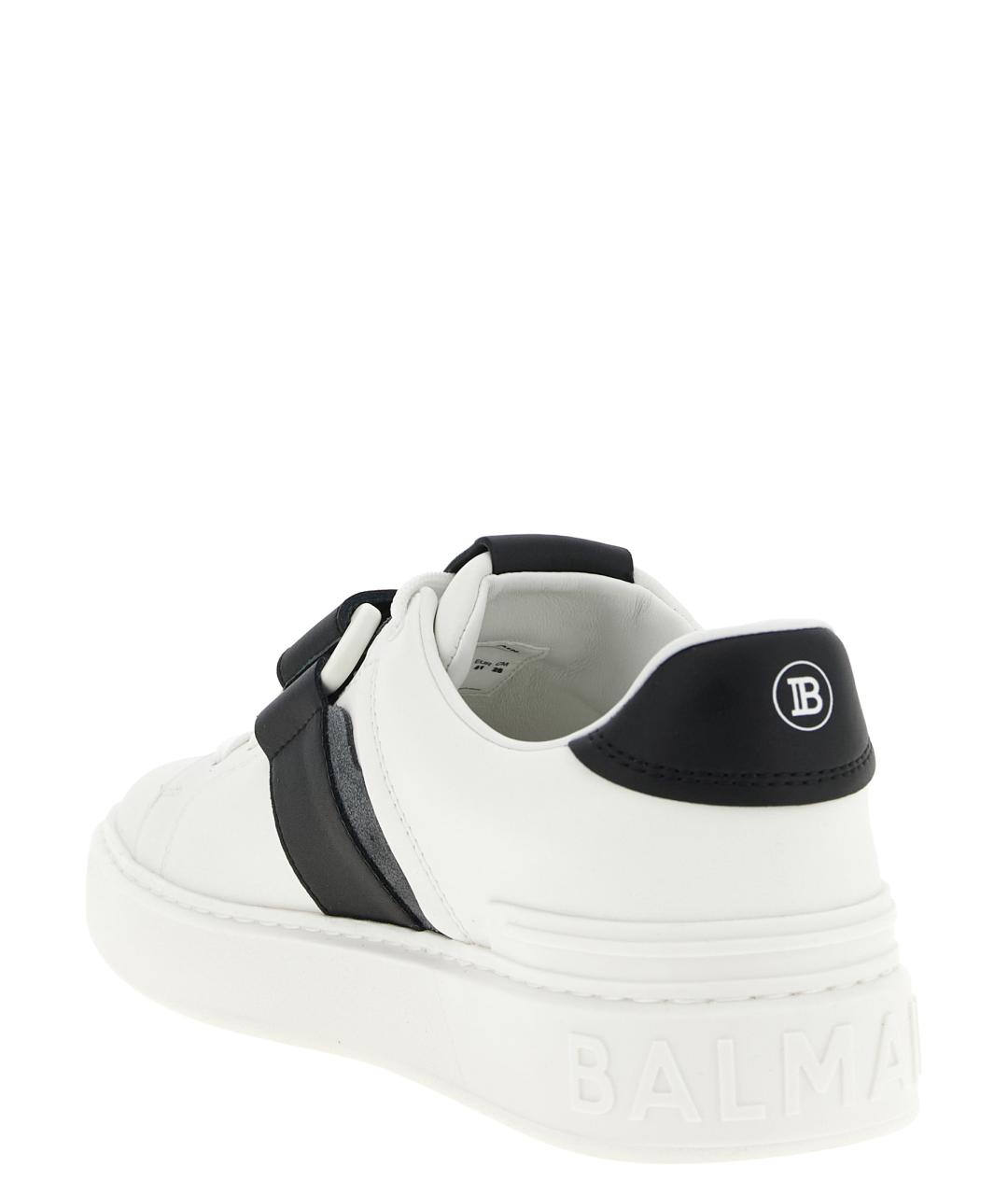 BALMAIN Белые кожаные низкие кроссовки / кеды, фото 3