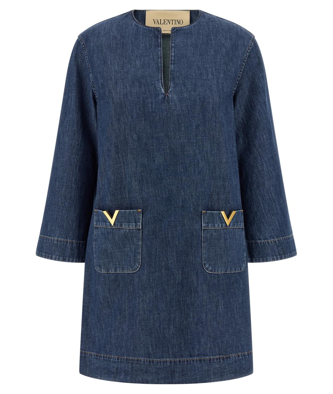 VALENTINO Синее хлопковое повседневное платье, фото 1