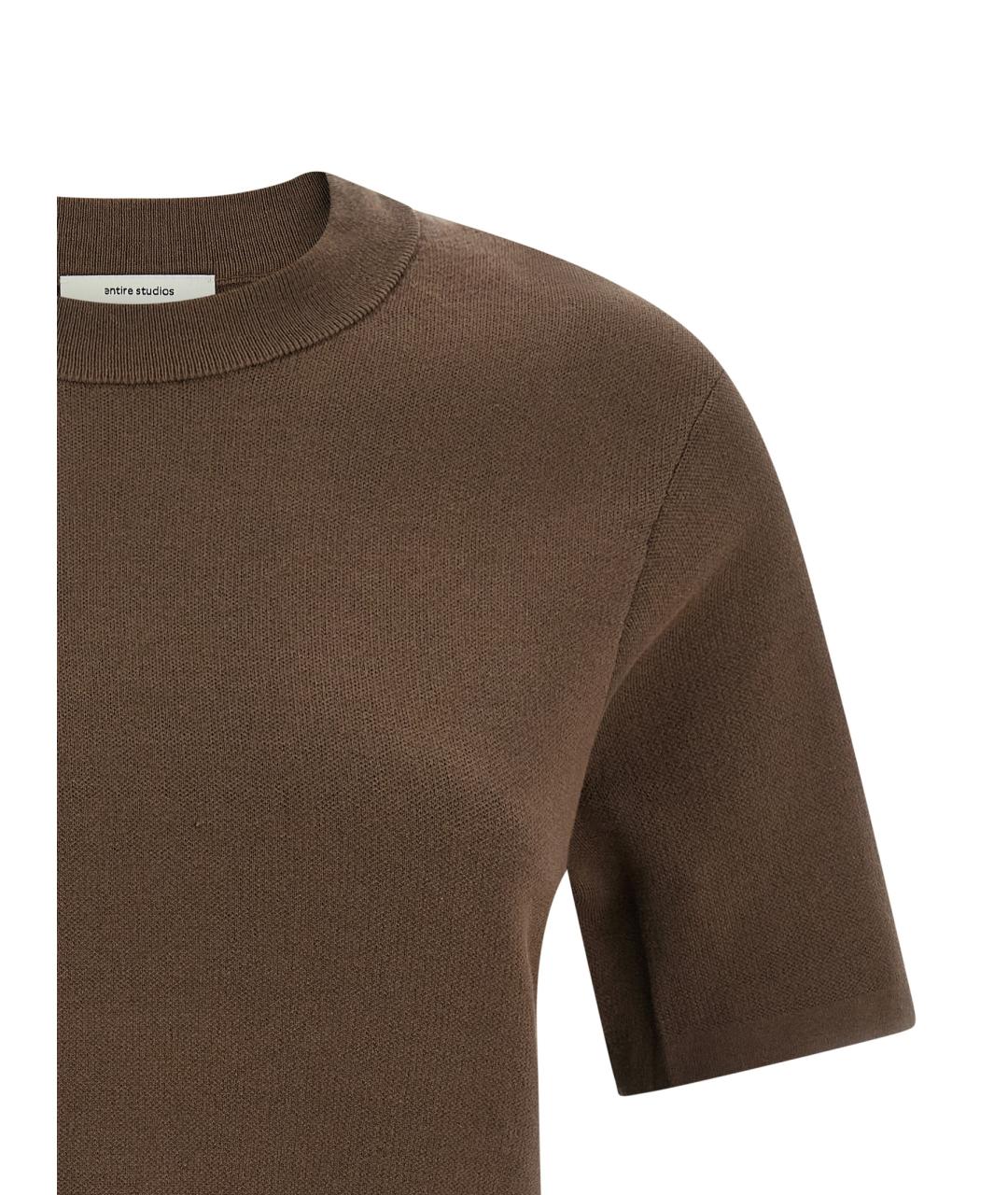 entire studios Коричневая хлопковая футболка, фото 3
