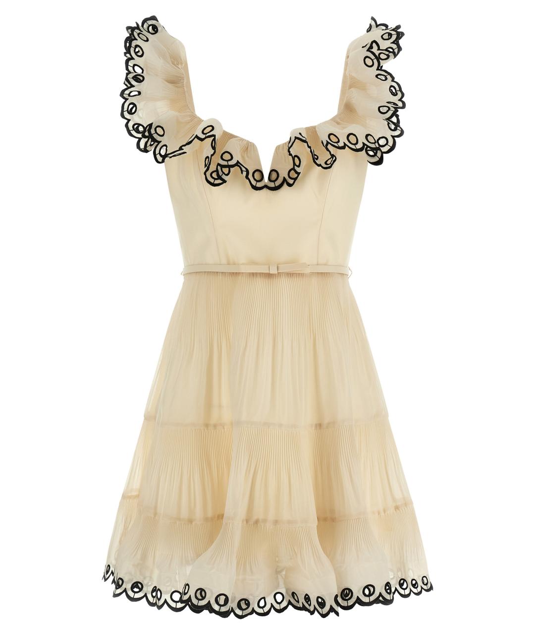 ZIMMERMANN Бежевое полиэстеровое повседневное платье, фото 1