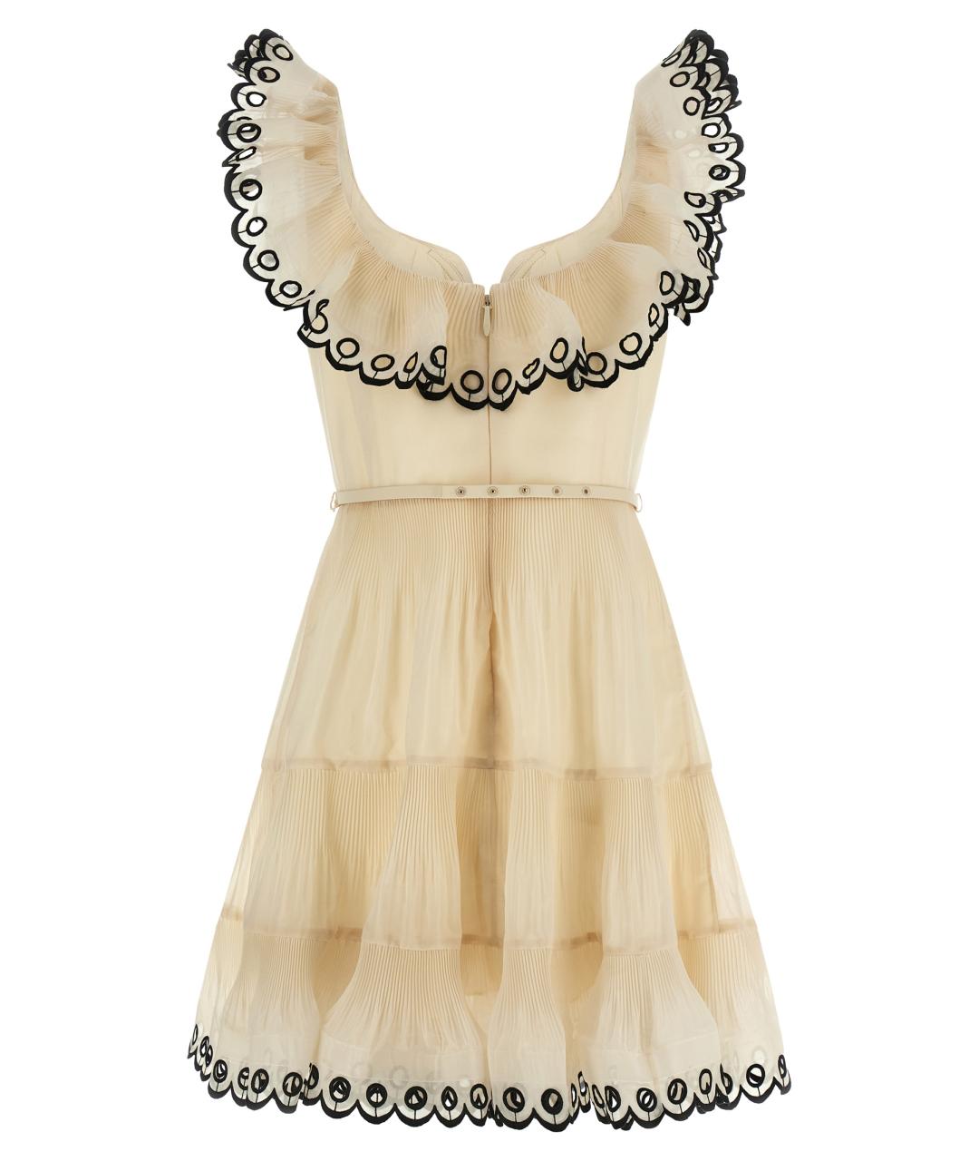 ZIMMERMANN Бежевое полиэстеровое повседневное платье, фото 2