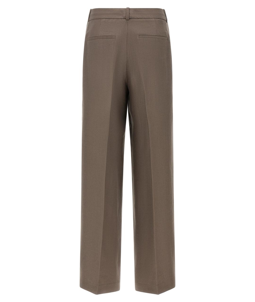 PESERICO Коричневые льняные прямые брюки, фото 2