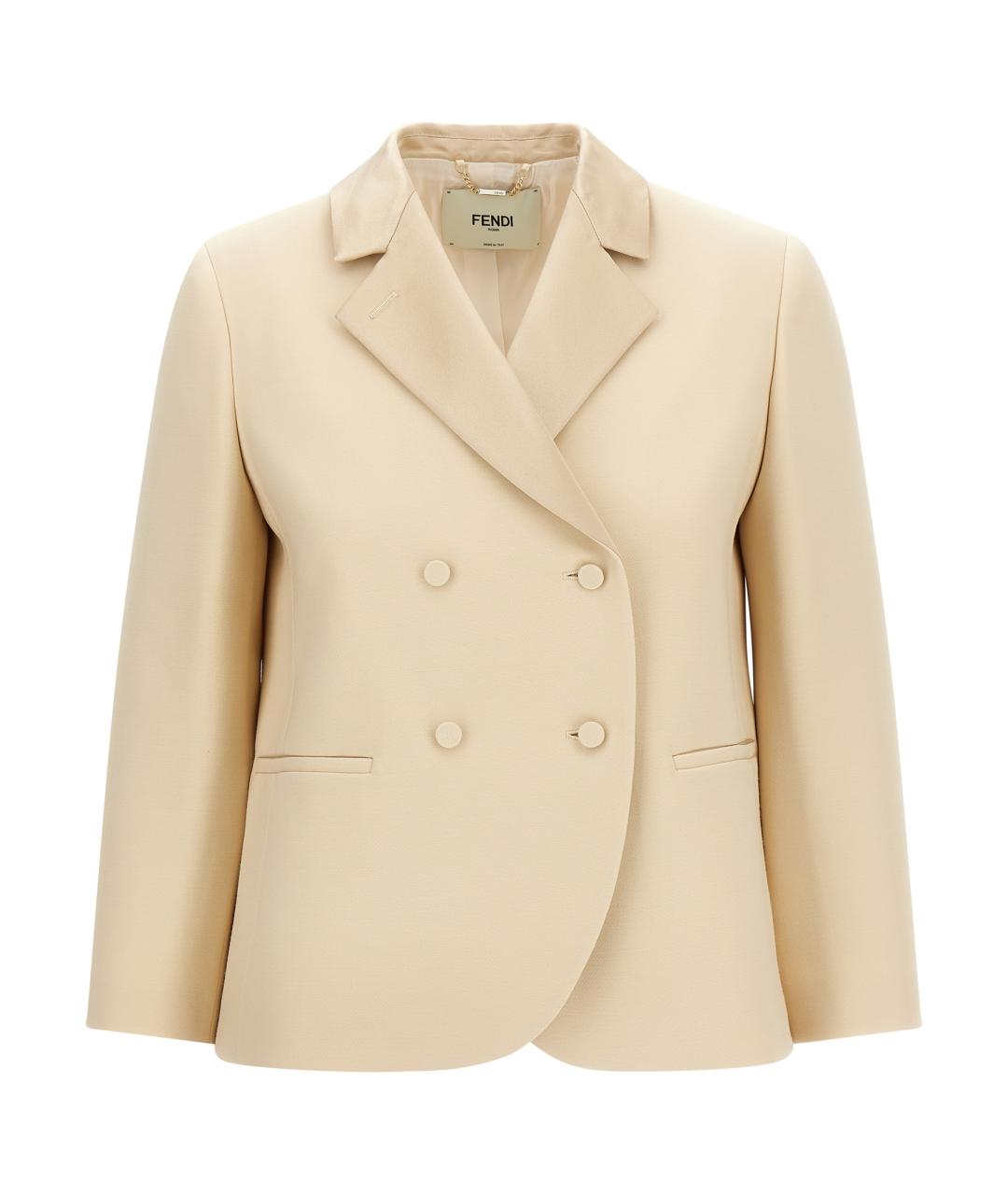 FENDI Бежевый шерстяной жакет/пиджак, фото 1