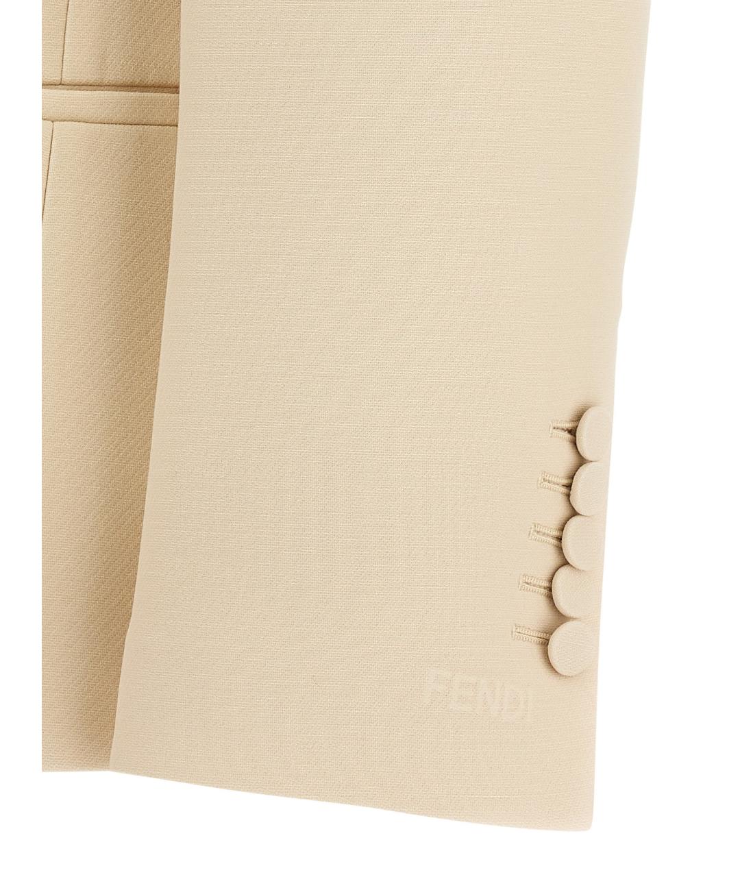 FENDI Бежевый шерстяной жакет/пиджак, фото 4