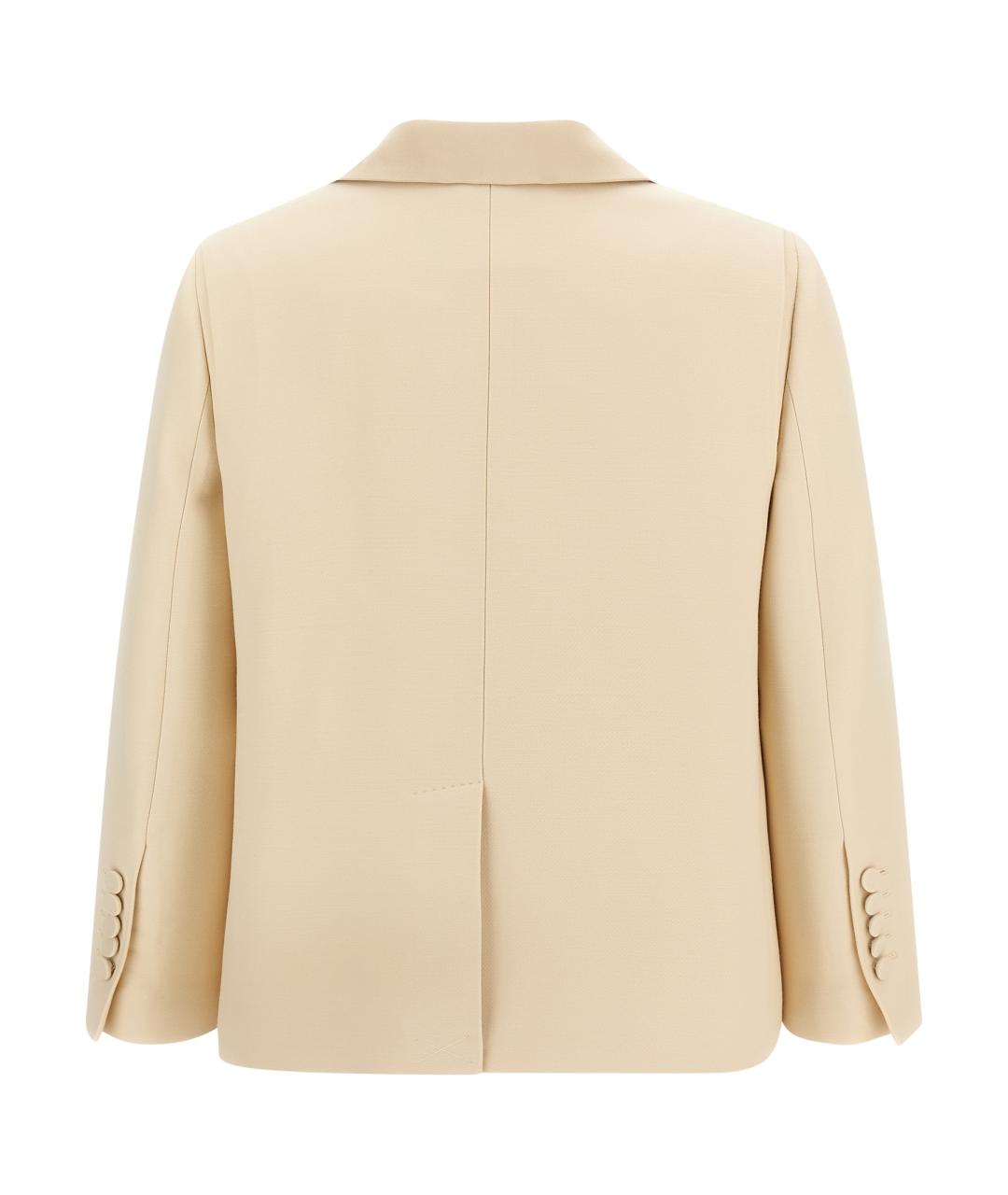 FENDI Бежевый шерстяной жакет/пиджак, фото 2