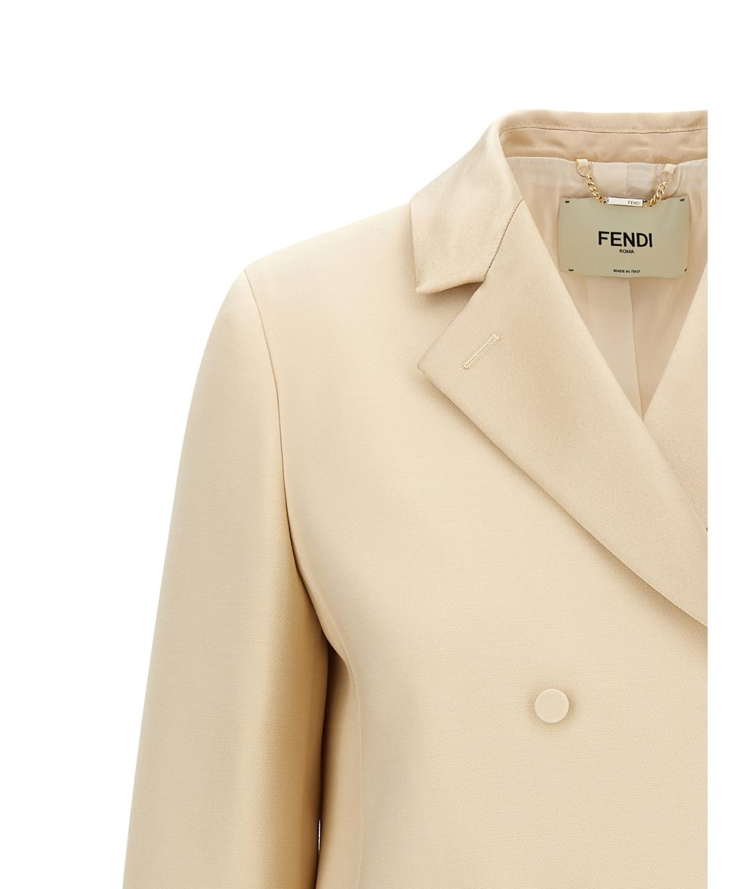 FENDI Бежевый шерстяной жакет/пиджак, фото 3