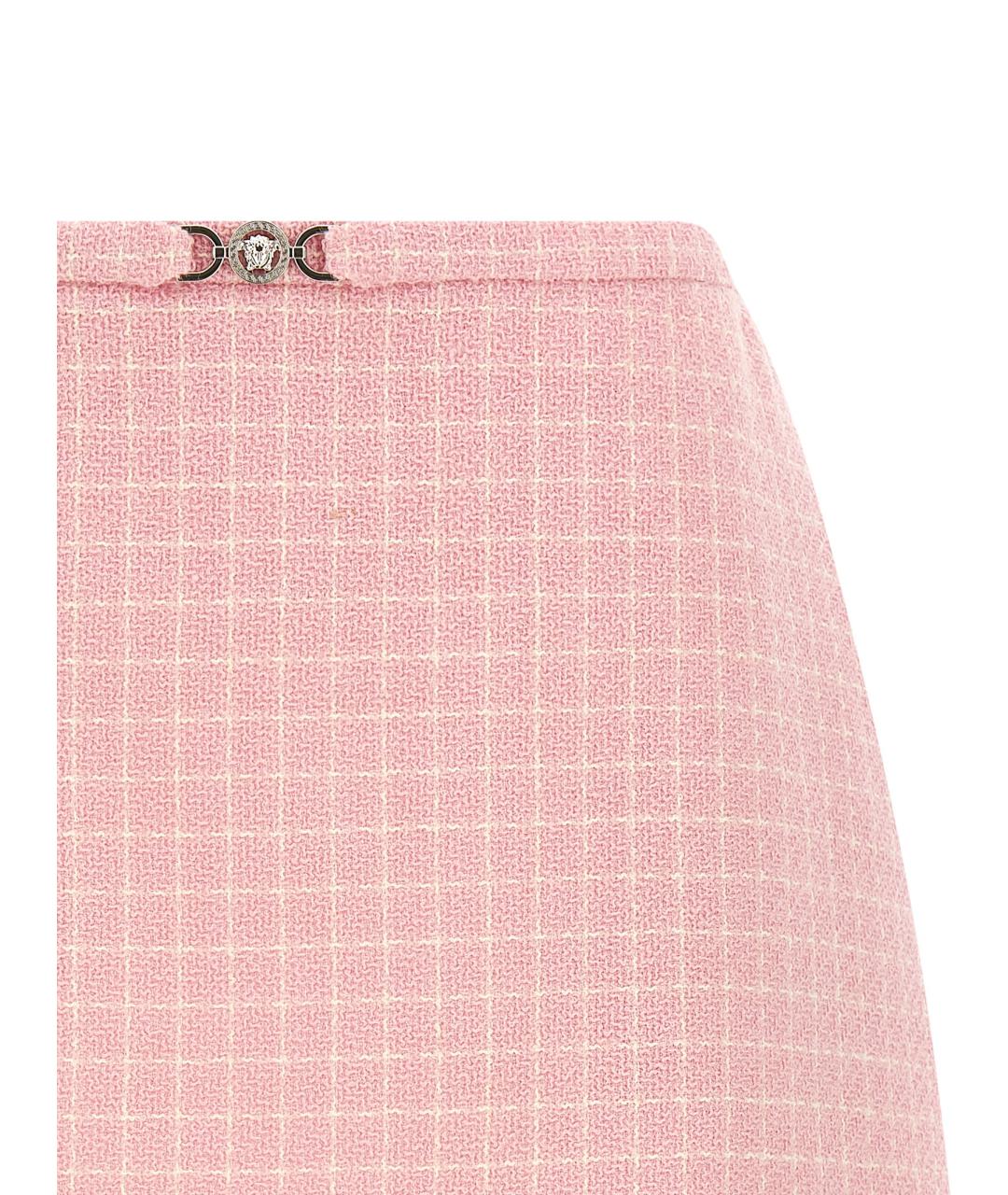 VERSACE Розовая шерстяная юбка мини, фото 3