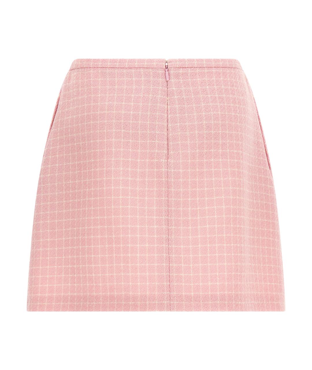 VERSACE Розовая шерстяная юбка мини, фото 2