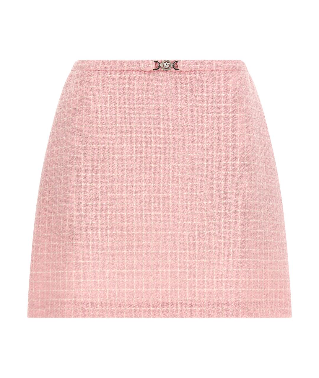 VERSACE Розовая шерстяная юбка мини, фото 1