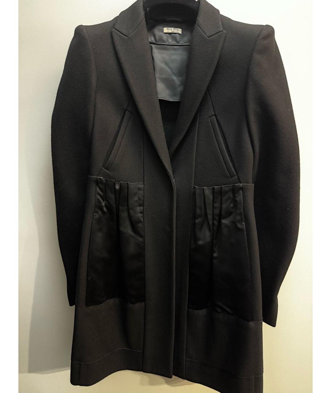 MIU MIU Черное шерстяное пальто, фото 2