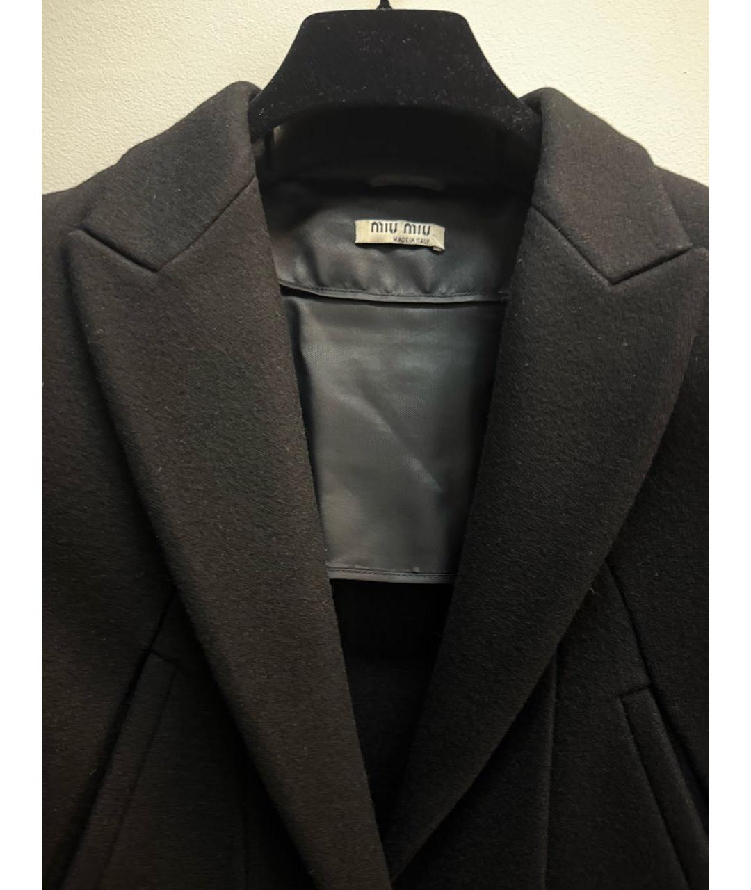 MIU MIU Черное шерстяное пальто, фото 4