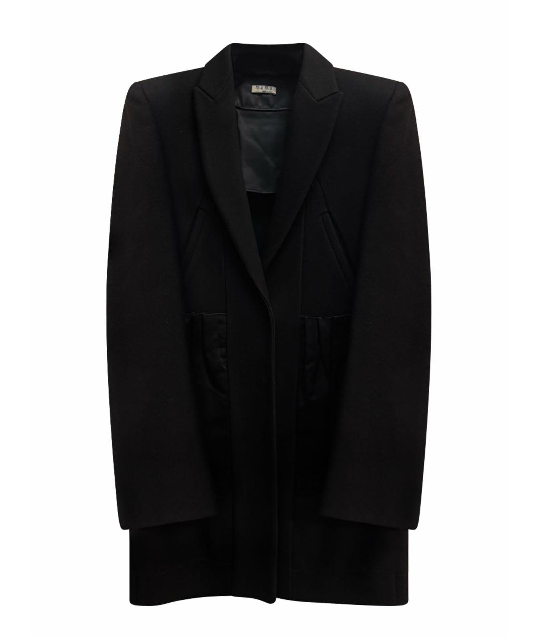 MIU MIU Черное шерстяное пальто, фото 1
