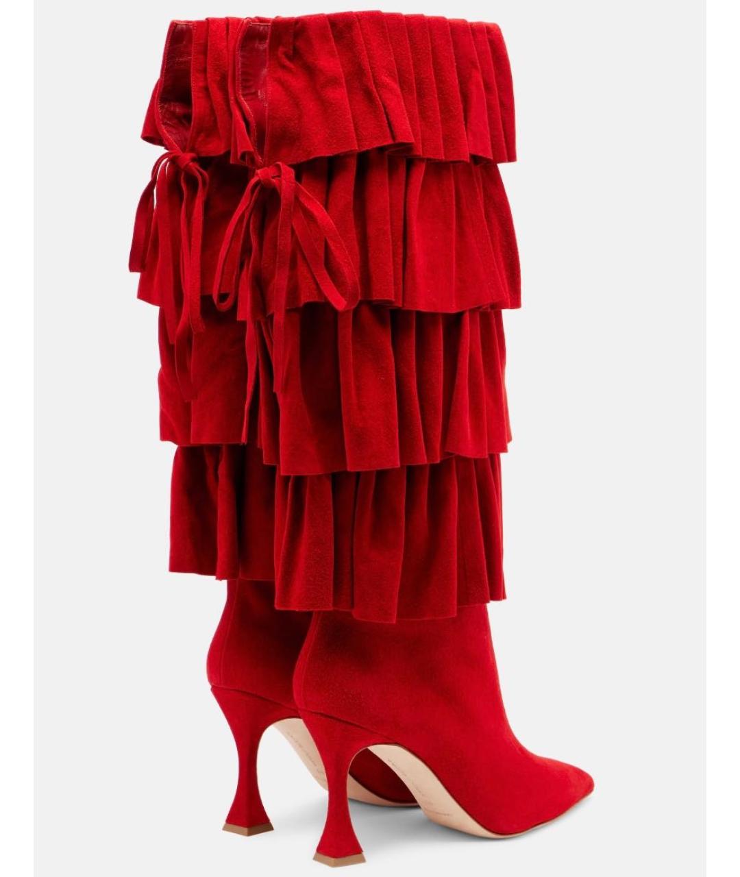 MANOLO BLAHNIK Красные замшевые сапоги, фото 7