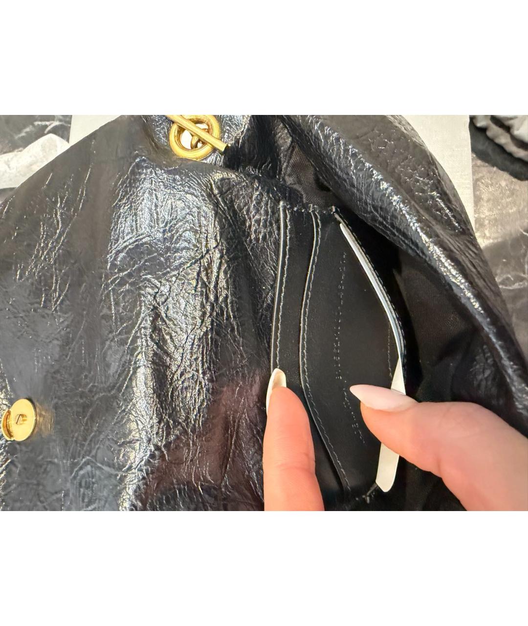 BALENCIAGA Черная кожаная сумка через плечо, фото 6