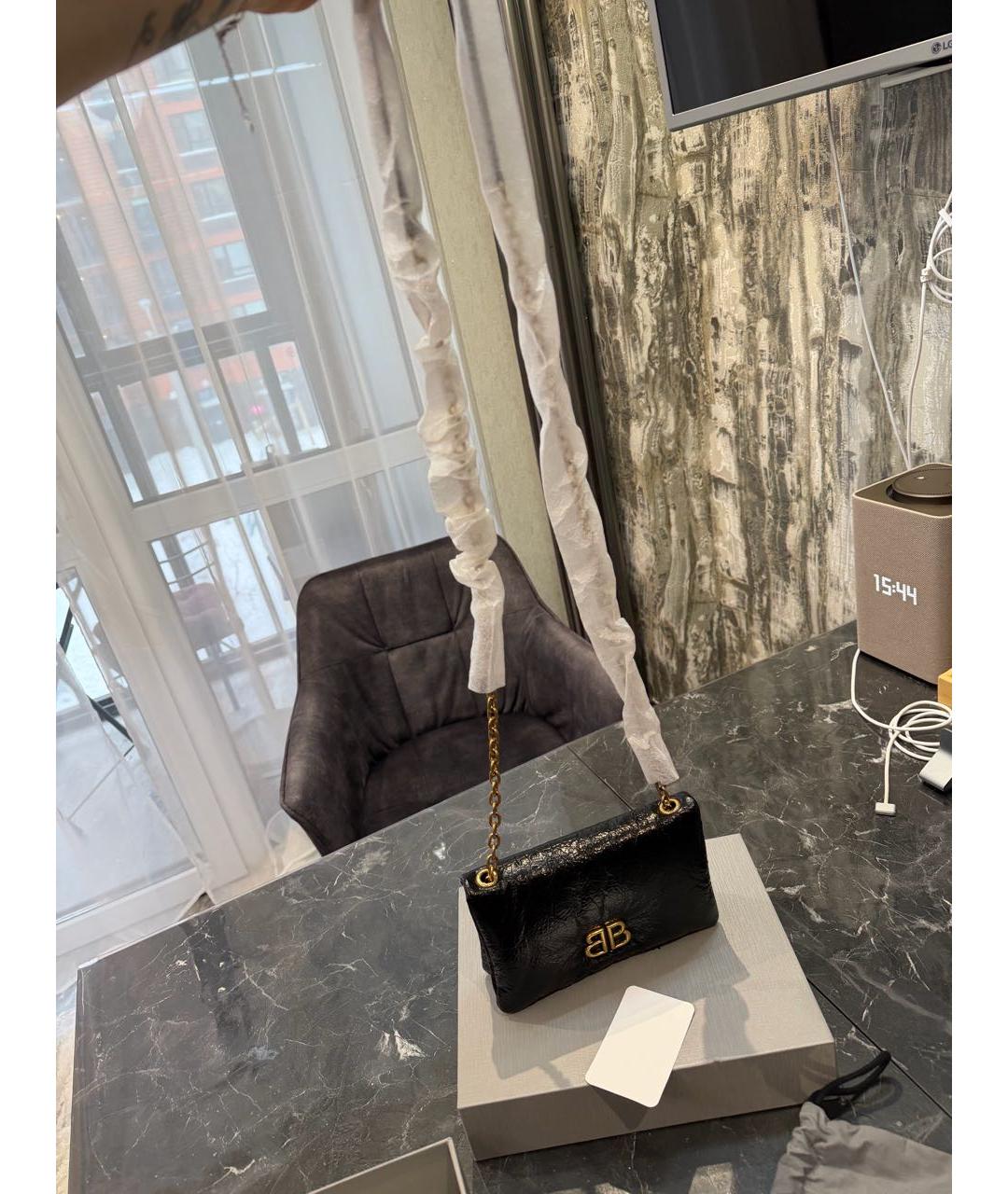 BALENCIAGA Черная кожаная сумка через плечо, фото 7