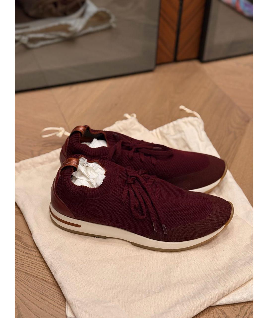 LORO PIANA Бордовые текстильные кроссовки, фото 2