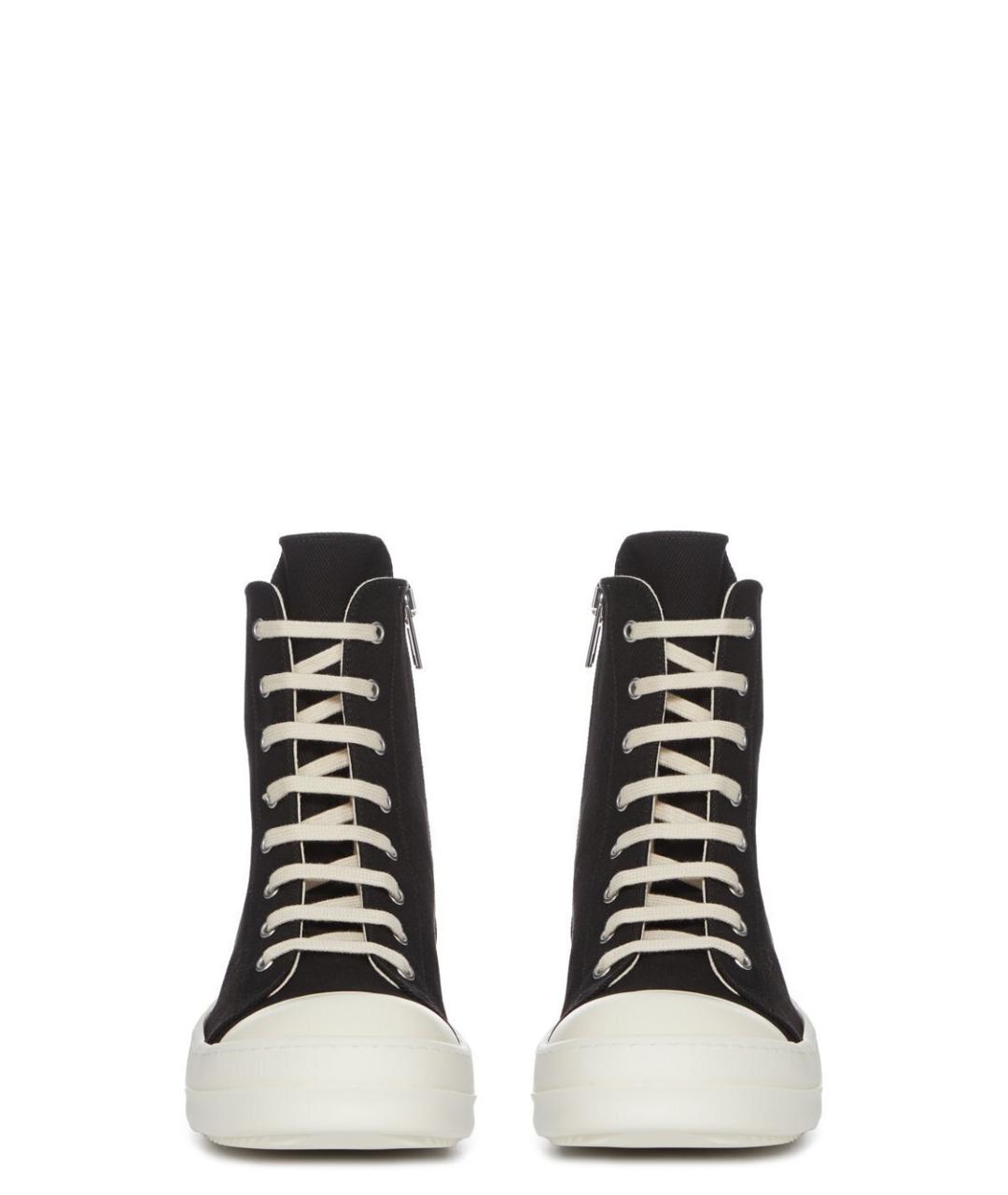 RICK OWENS DRKSHDW Черные текстильные высокие кроссовки / кеды, фото 2