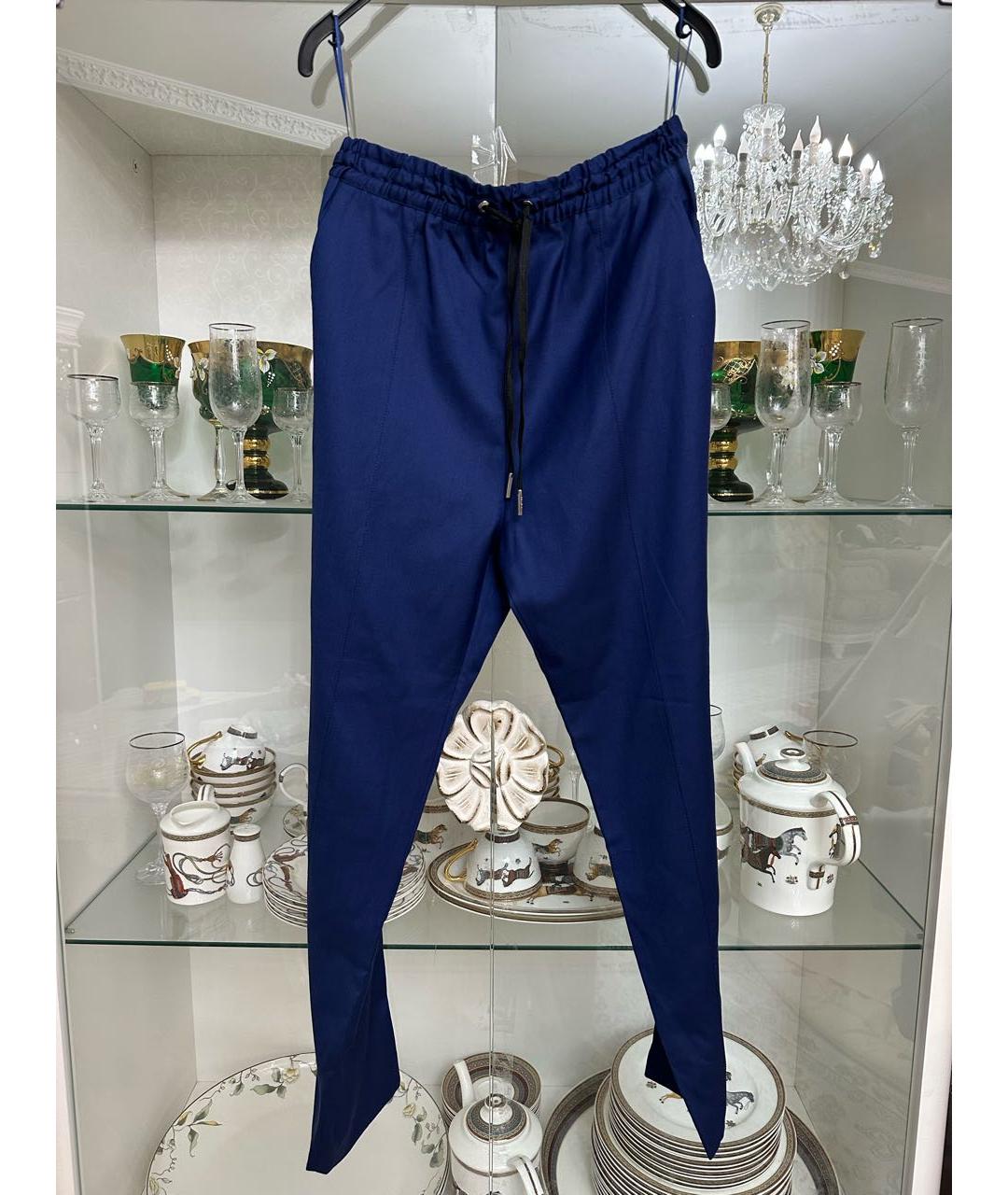 LOUIS VUITTON Синие шерстяные брюки узкие, фото 8