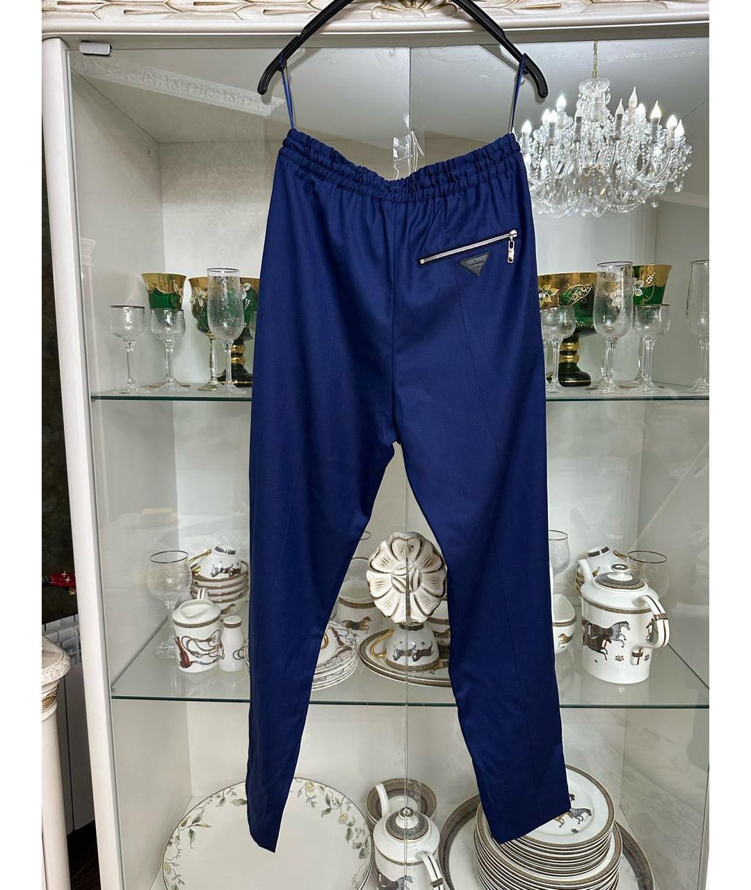 LOUIS VUITTON Синие шерстяные брюки узкие, фото 2