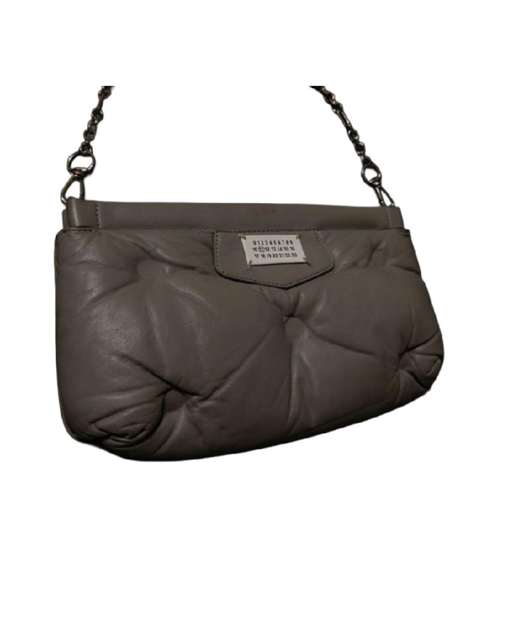 MAISON MARGIELA Серая кожаная сумка через плечо, фото 7