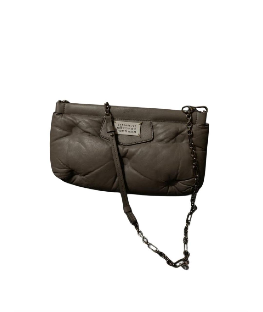 MAISON MARGIELA Серая кожаная сумка через плечо, фото 10