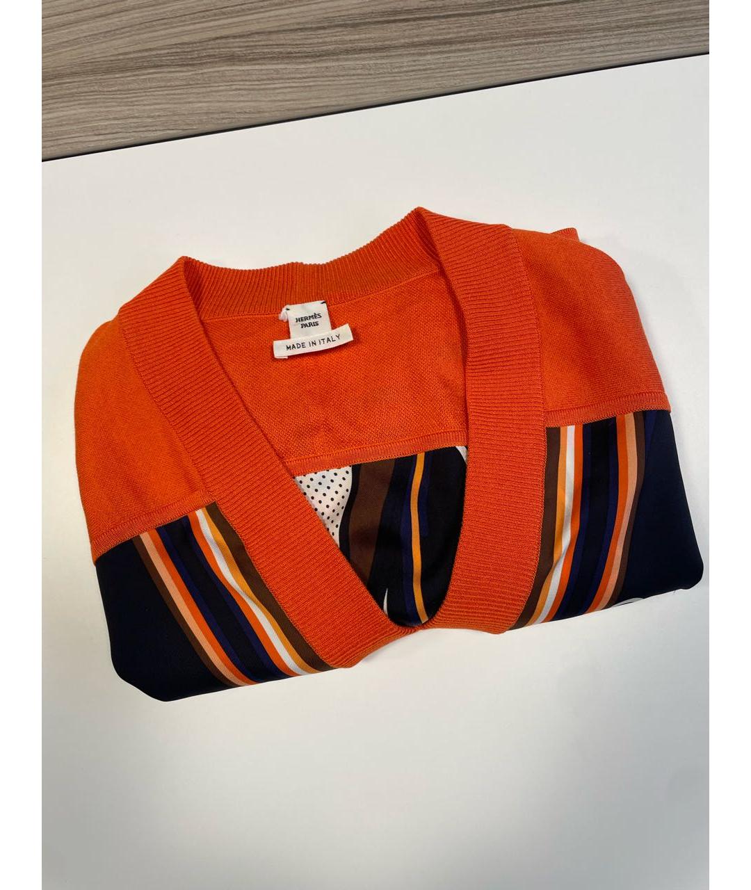 HERMES Оранжевая шелковая блузы, фото 6