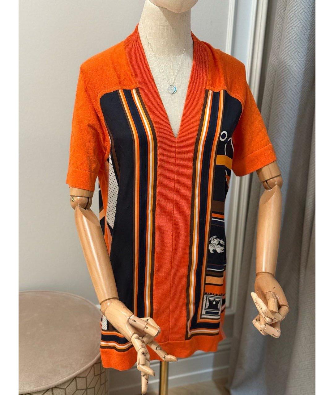 HERMES Оранжевая шелковая блузы, фото 5