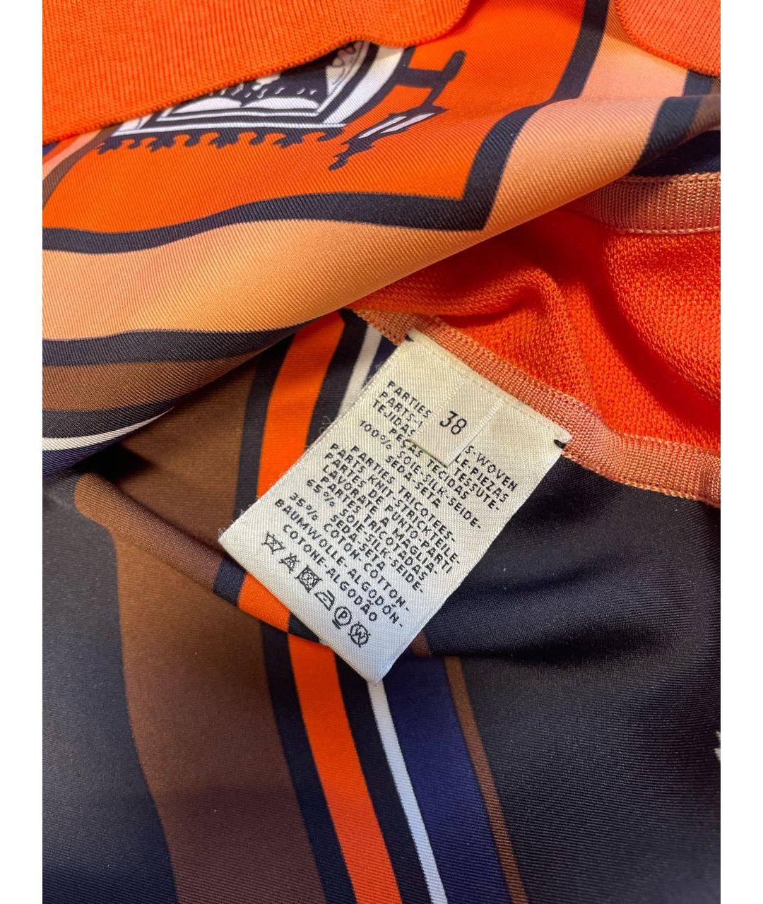 HERMES Оранжевая шелковая блузы, фото 7