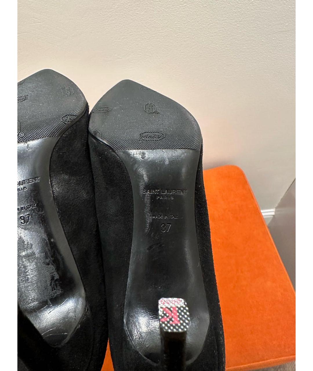 SAINT LAURENT Черные замшевые туфли, фото 5