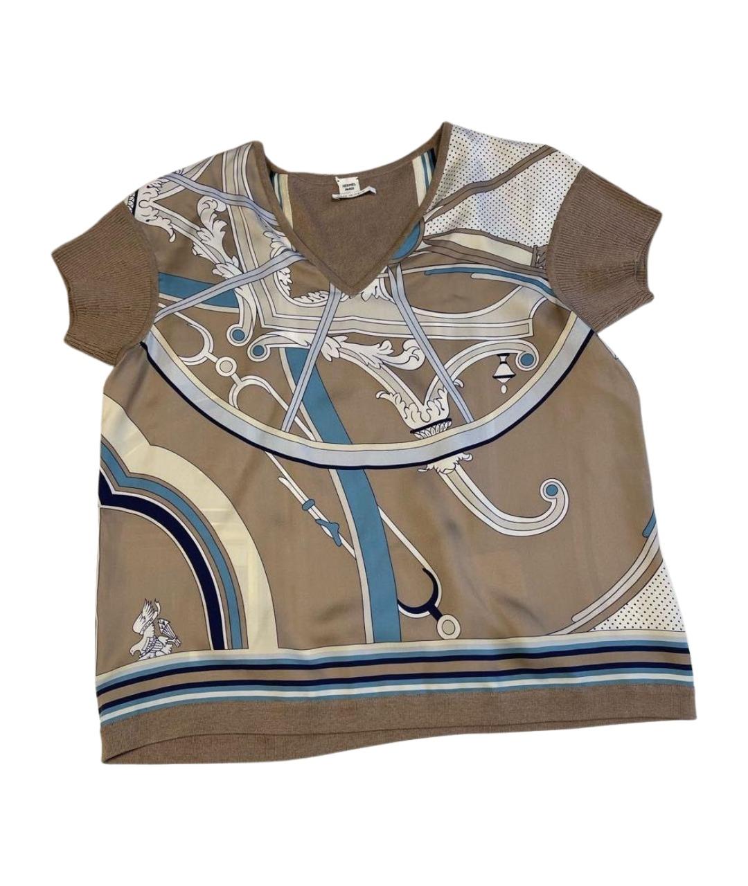 HERMES Бежевая шелковая блузы, фото 1