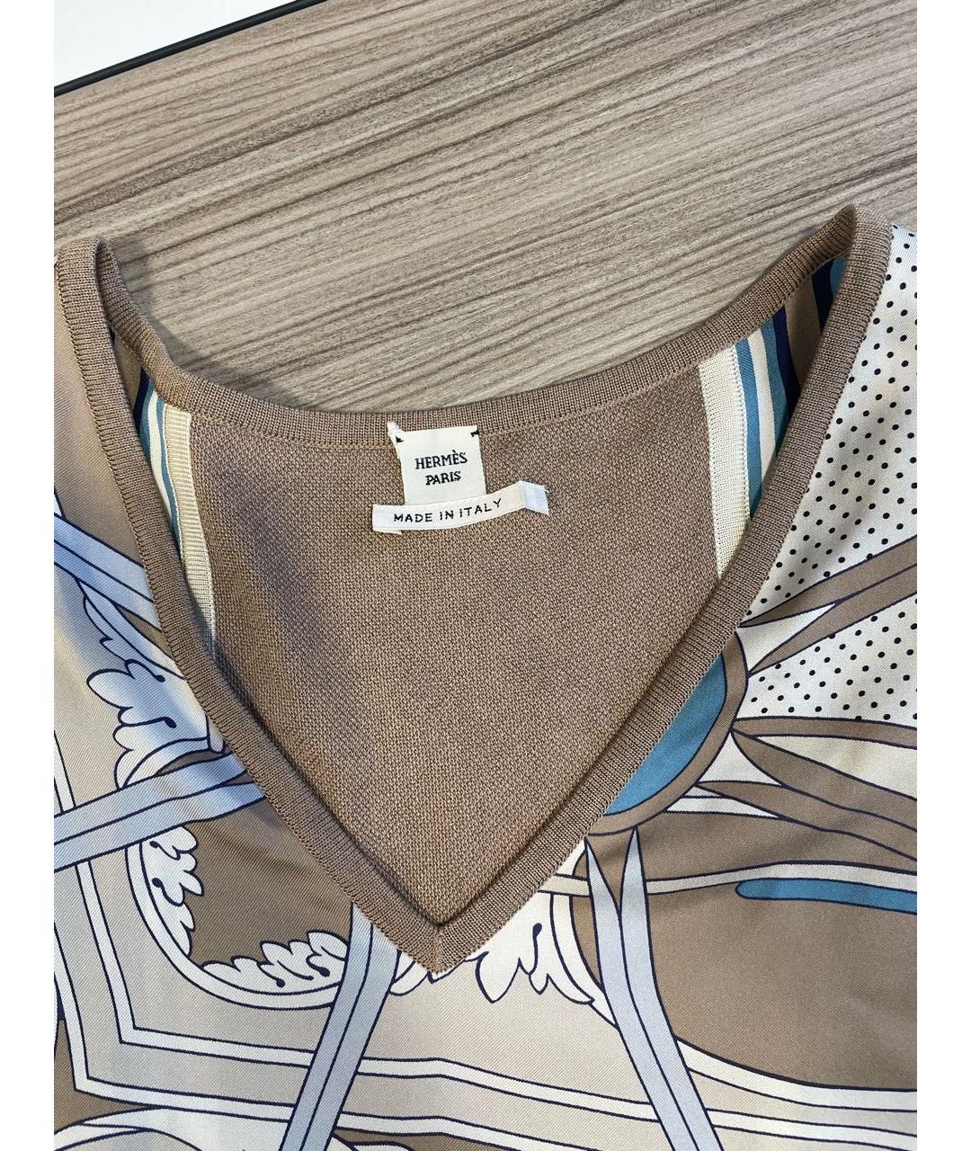 HERMES Бежевая шелковая блузы, фото 3