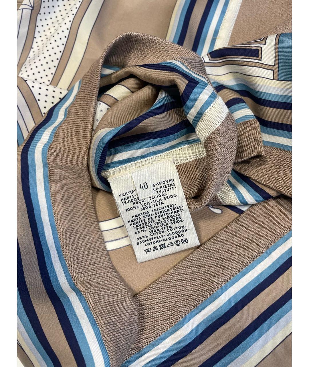 HERMES Бежевая шелковая блузы, фото 5