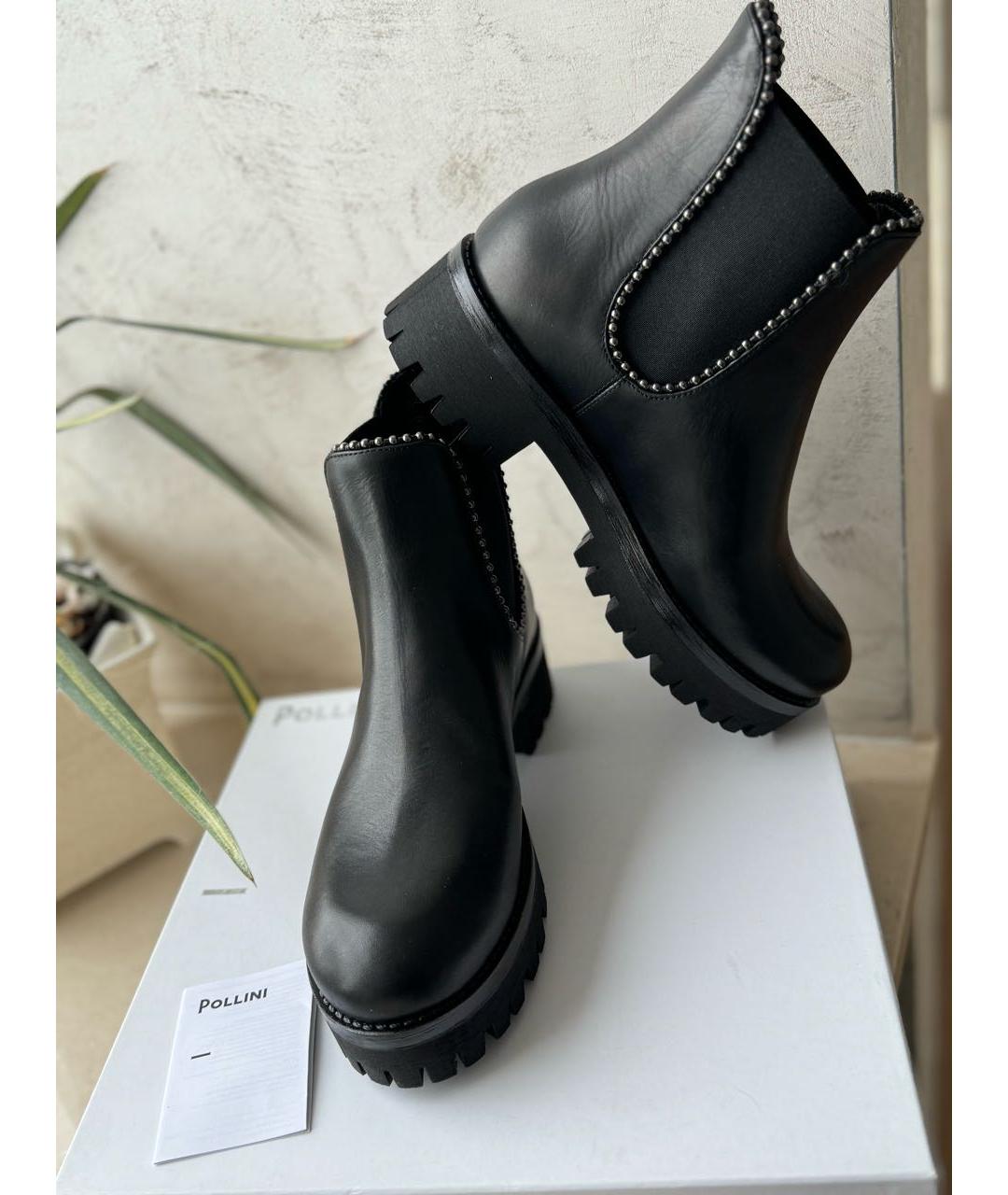 POLLINI Черные кожаные полусапоги, фото 3
