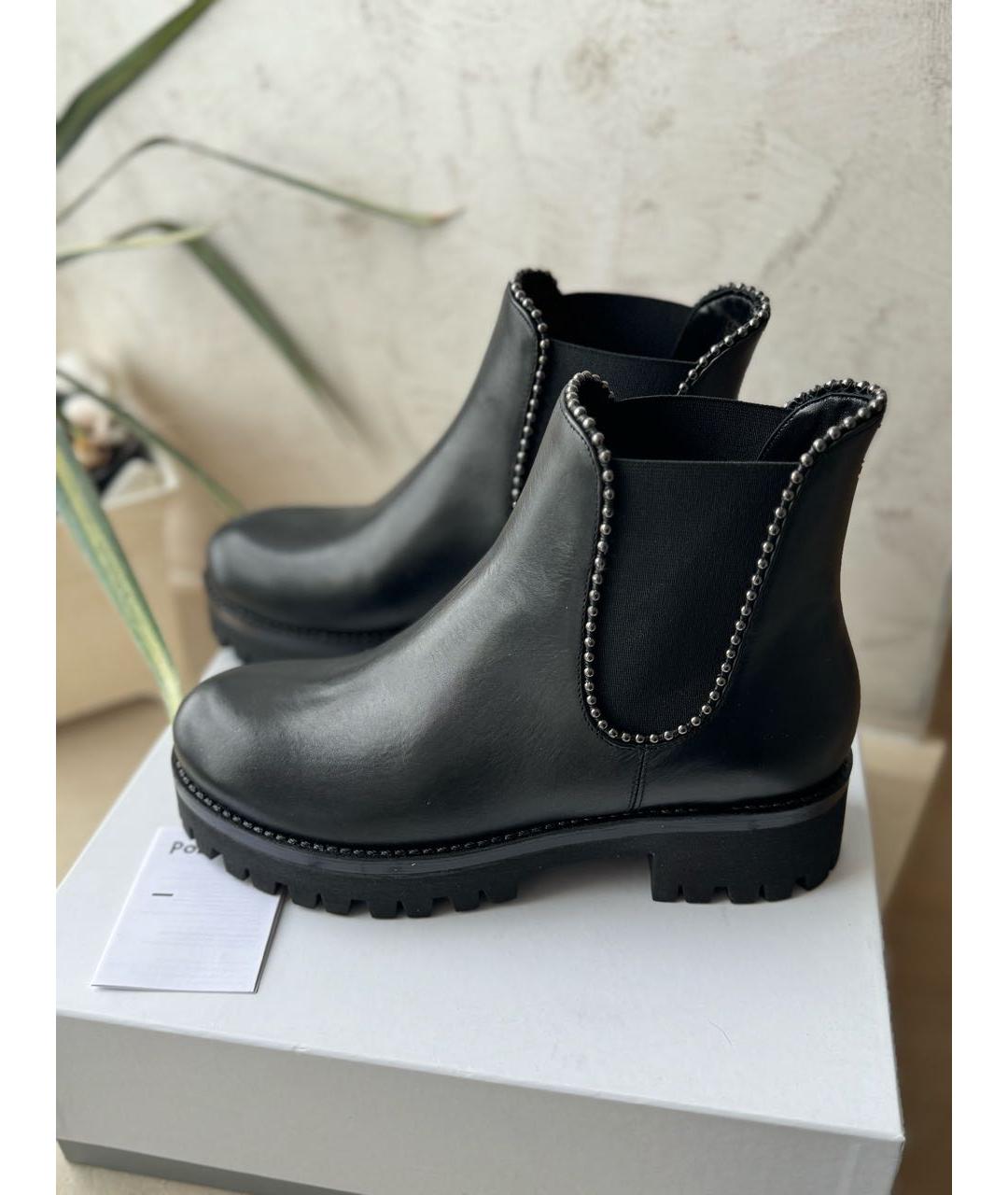 POLLINI Черные кожаные полусапоги, фото 9