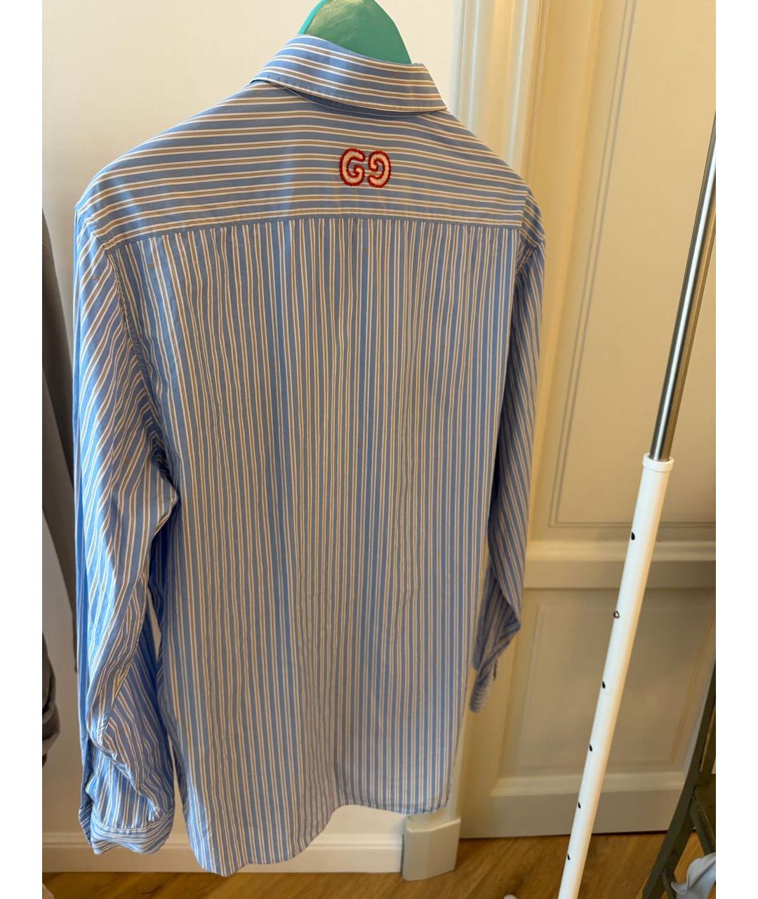 GUCCI Голубая хлопковая кэжуал рубашка, фото 2