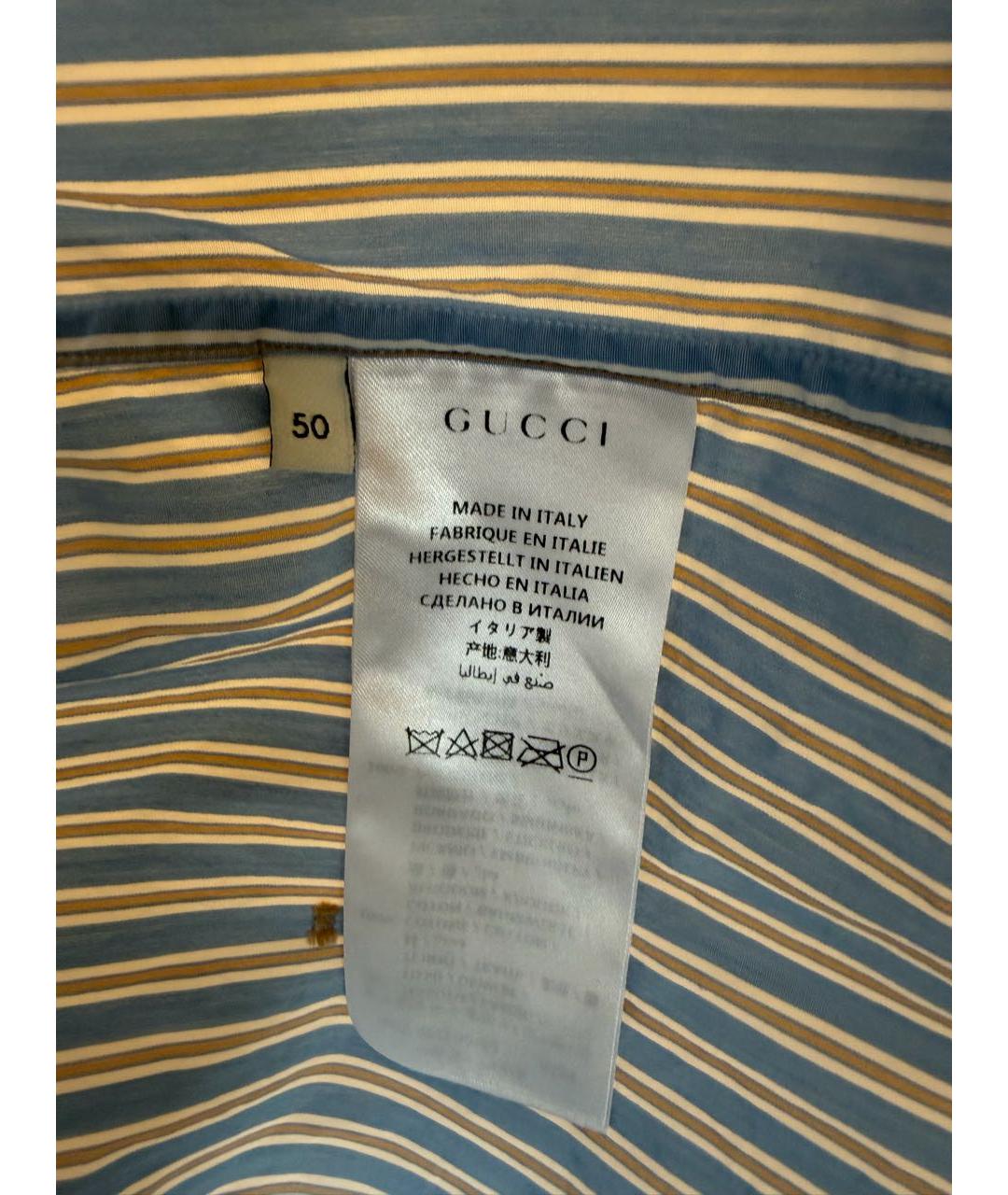 GUCCI Голубая хлопковая кэжуал рубашка, фото 3