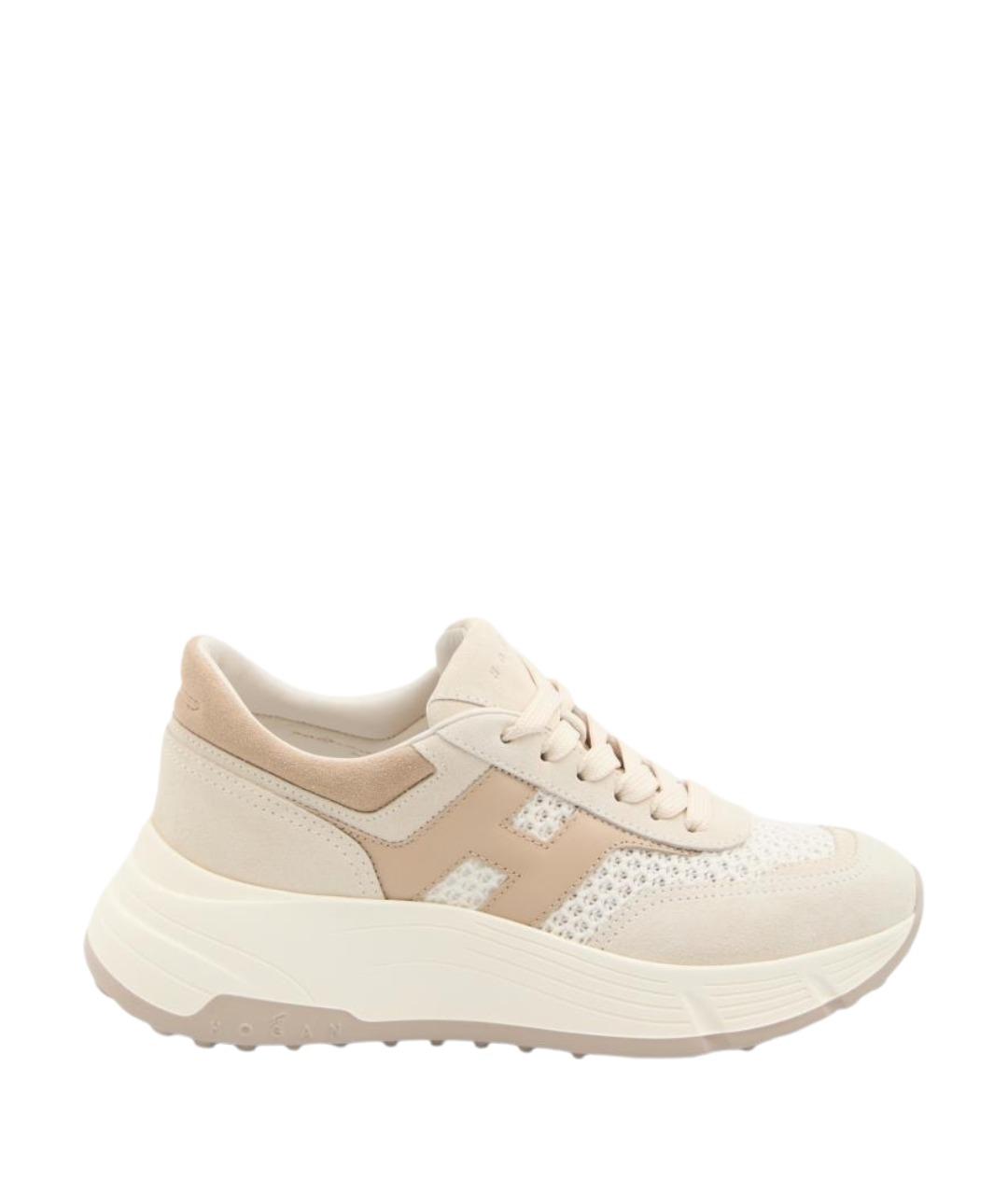 HOGAN Бежевые замшевые кроссовки, фото 1
