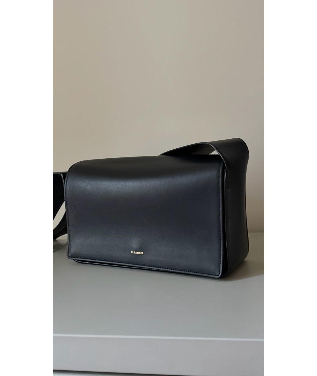 JIL SANDER Черная кожаная сумка через плечо, фото 2