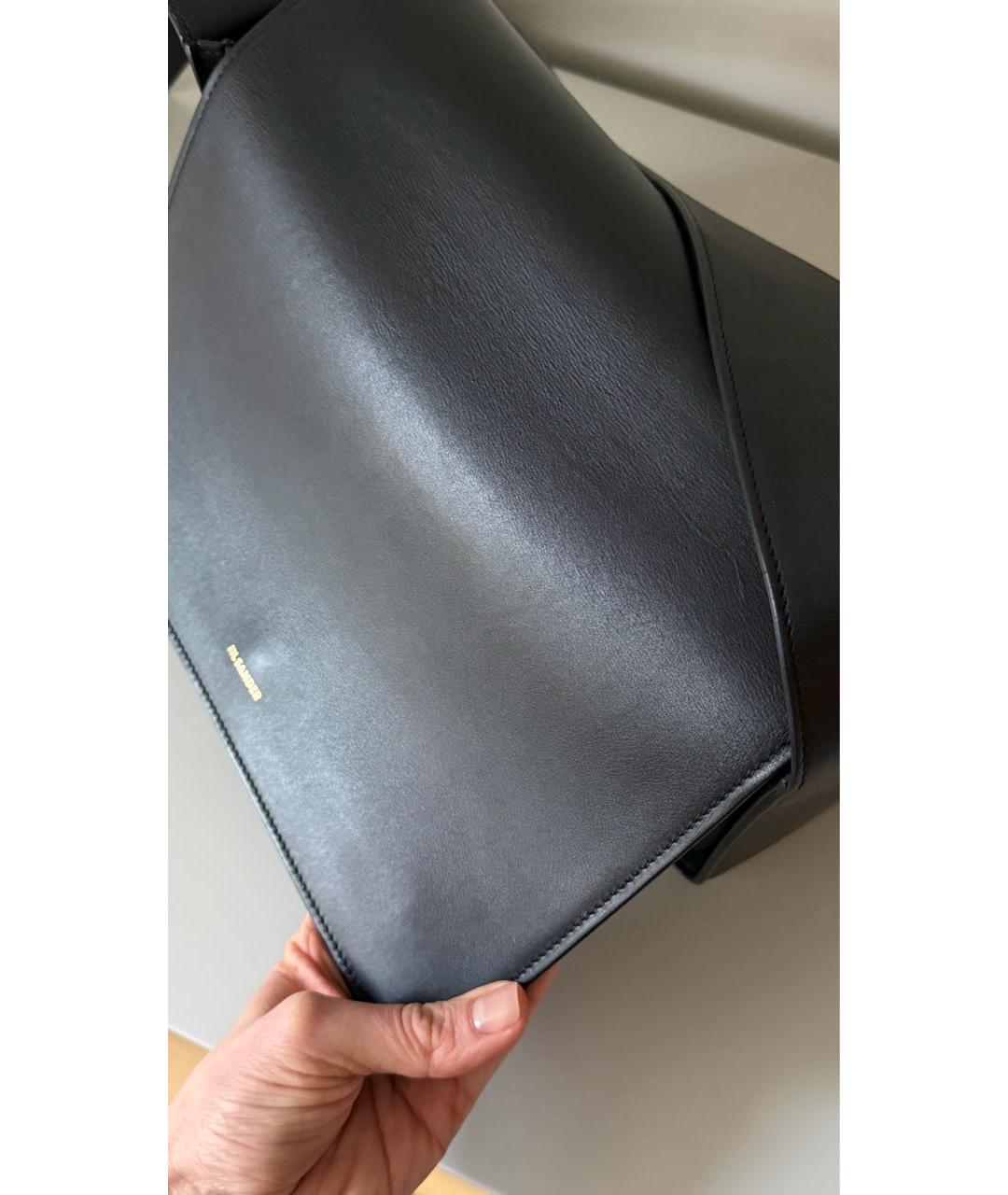 JIL SANDER Черная кожаная сумка через плечо, фото 6