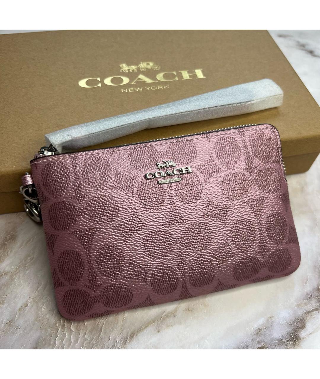 COACH Розовый кожаный кошелек, фото 2