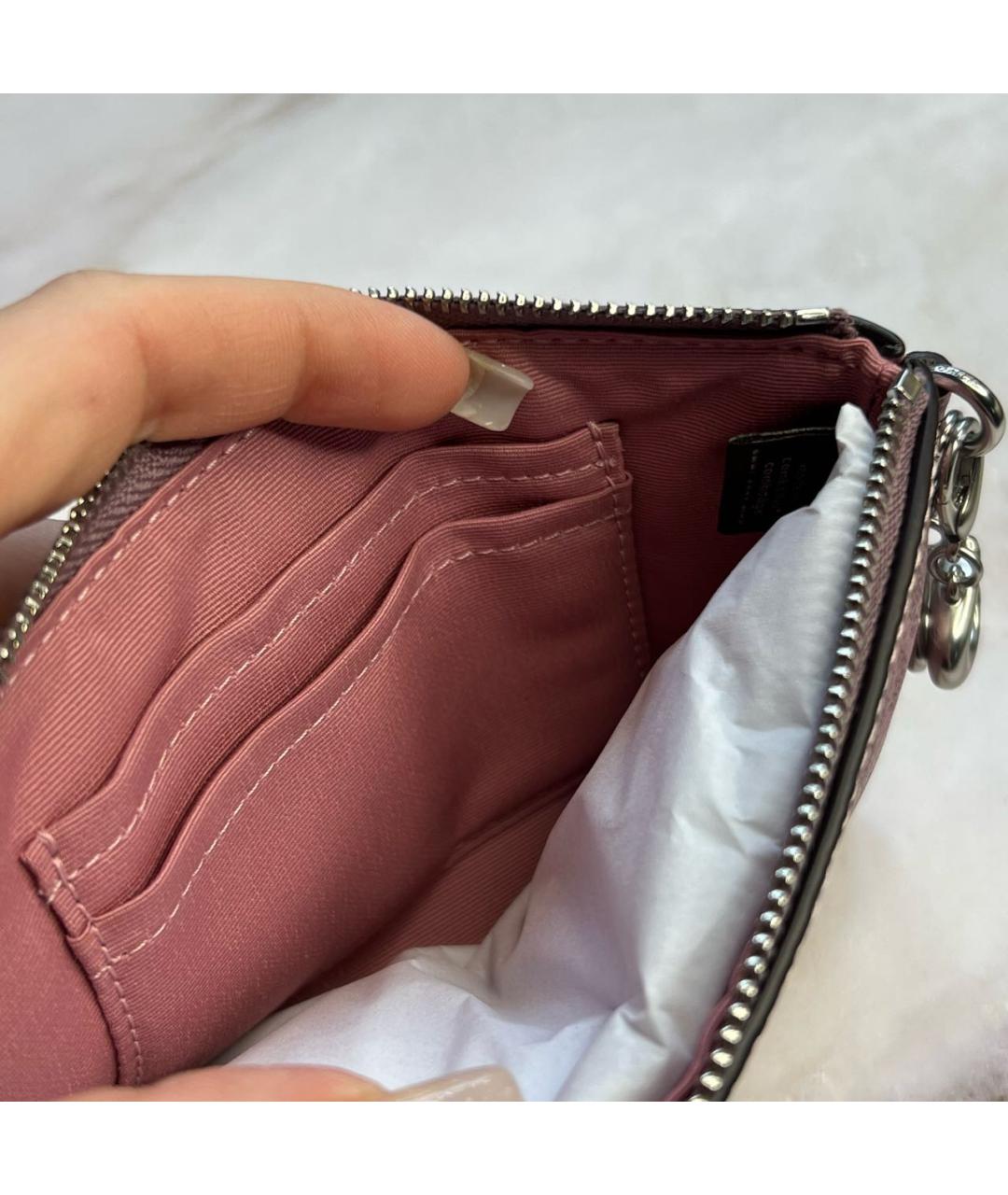 COACH Розовый кожаный кошелек, фото 8