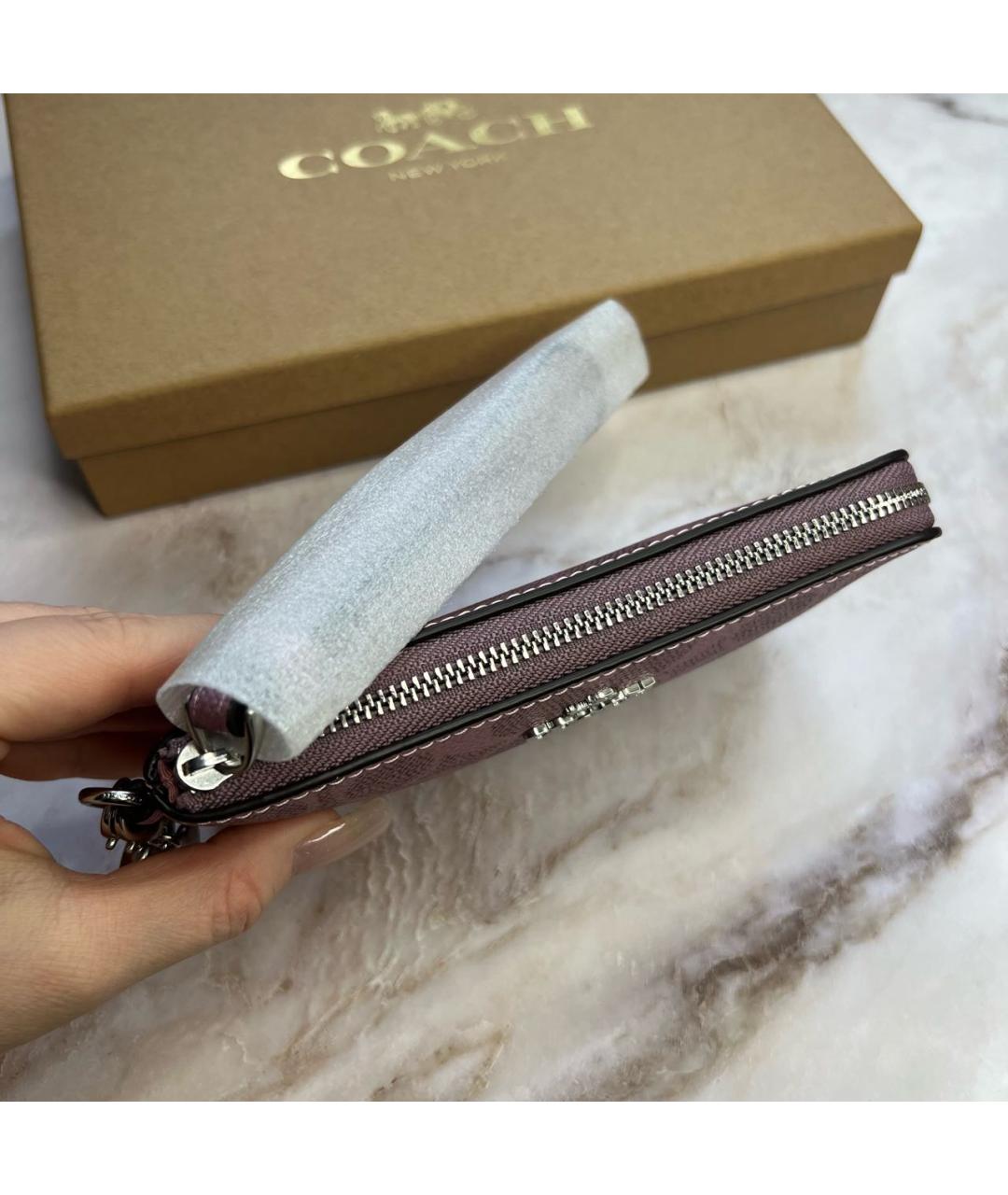 COACH Розовый кожаный кошелек, фото 6