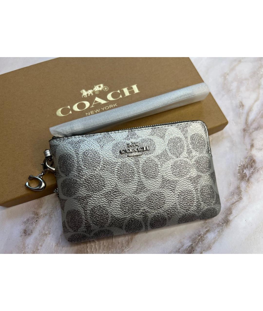 COACH Серебрянный кожаный кошелек, фото 2
