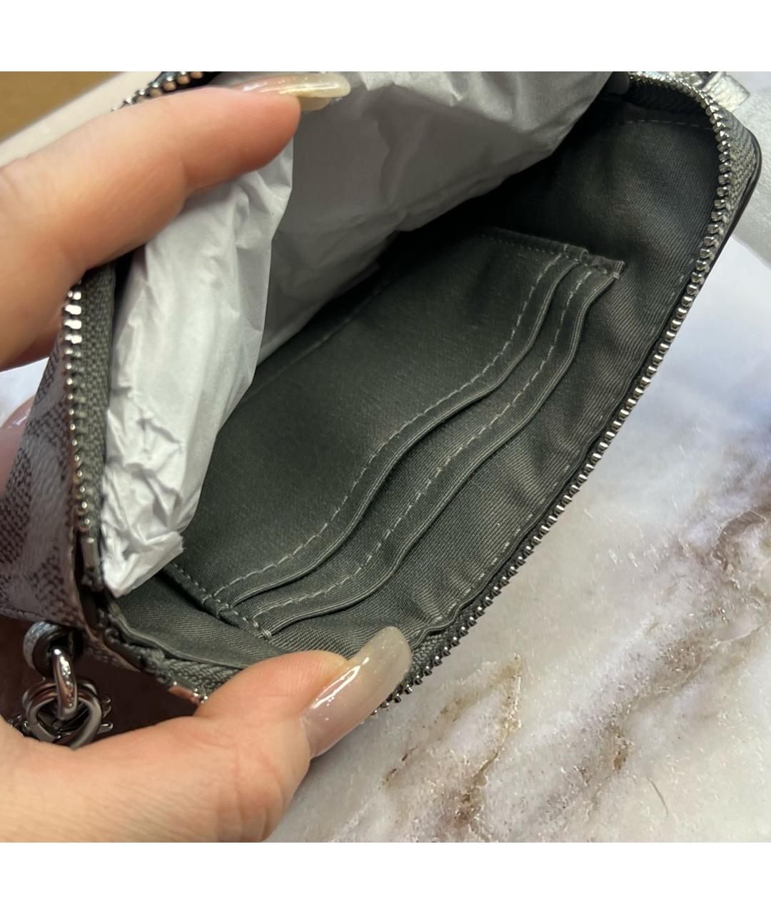 COACH Серебрянный кожаный кошелек, фото 8