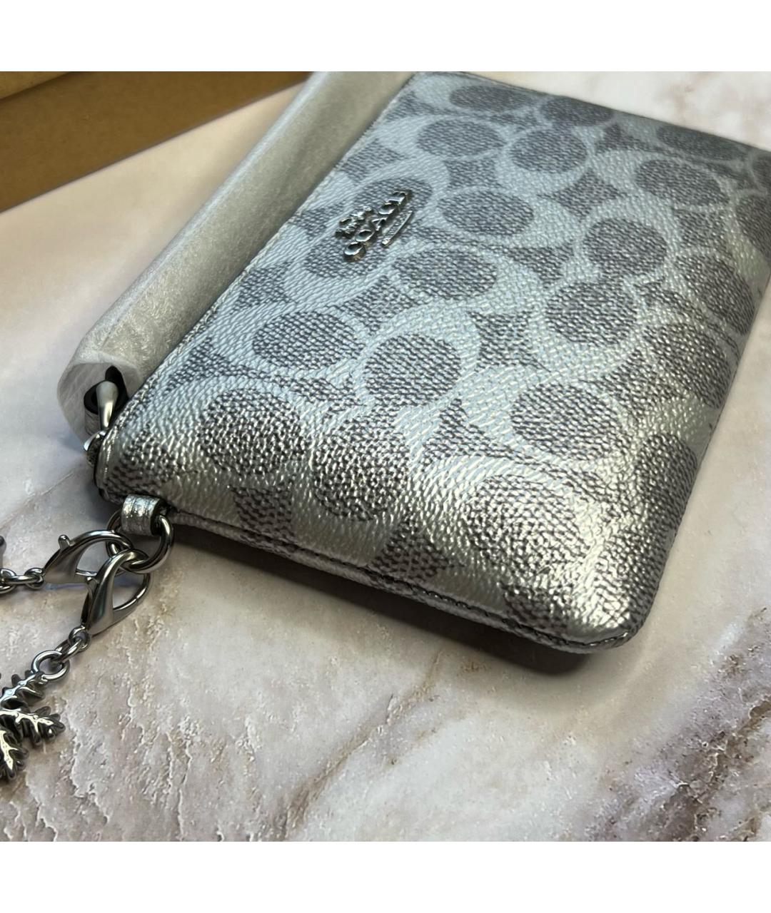 COACH Серебрянный кожаный кошелек, фото 6