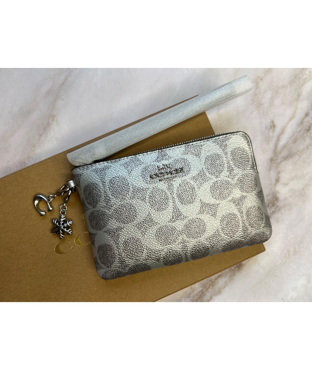 COACH Серебрянный кожаный кошелек, фото 5