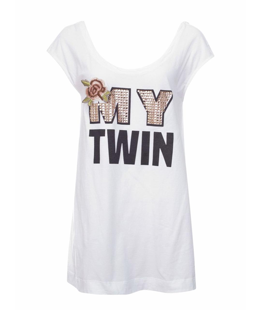 TWIN-SET Белая хлопковая футболка, фото 1